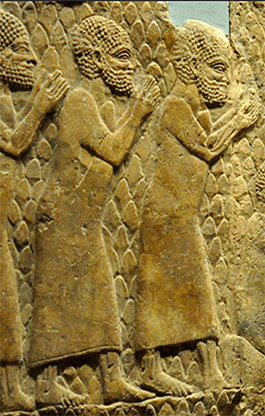 Ancient Assyrian stone relief carving depicting the siege of Lachish